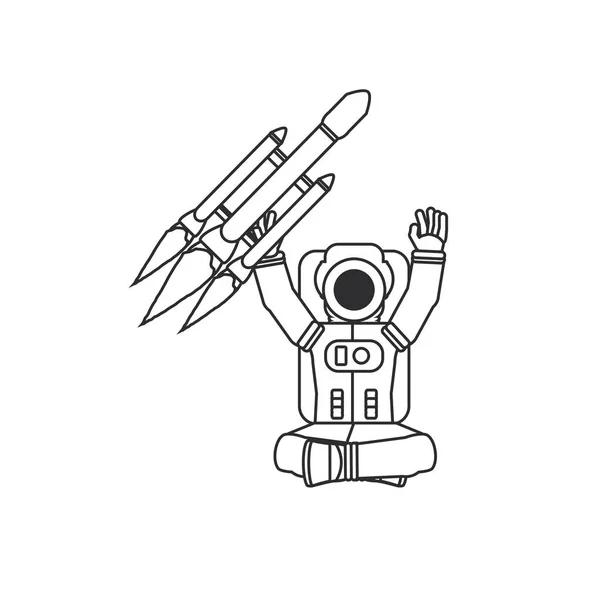 Astronautenanzug mit Raketensymbol — Stockvektor