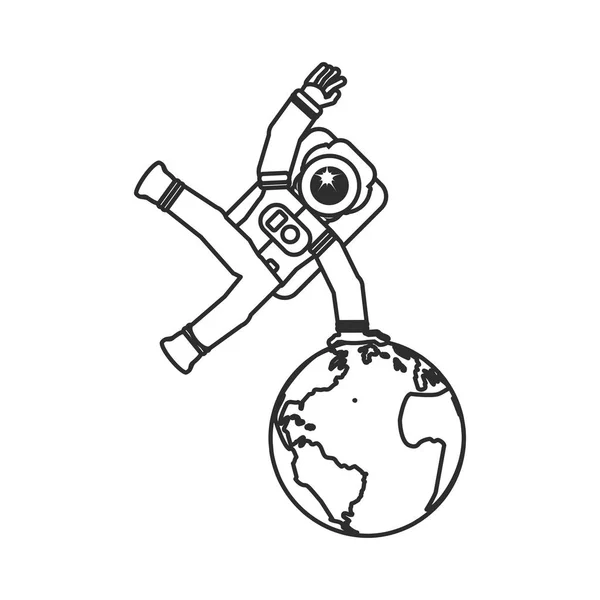 Astronot takım dünya gezegeninde atlama — Stok Vektör