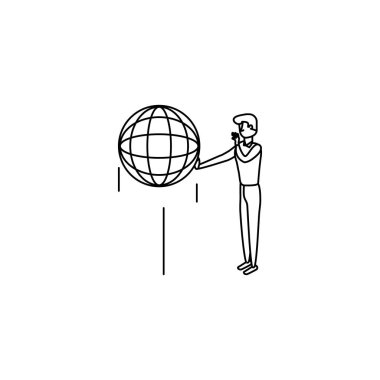 küre tarayıcı ile işadamı işçi