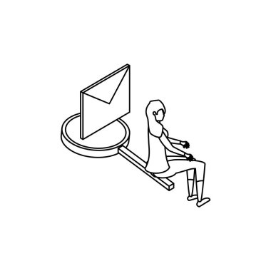 büyüteç ve zarflar ile iş kadını