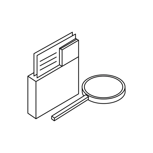Lupa wyszukiwania z folderami — Wektor stockowy