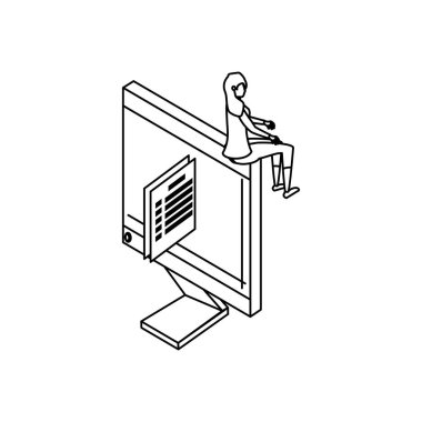 bilgisayar ve belgeler ile iş kadını işçi
