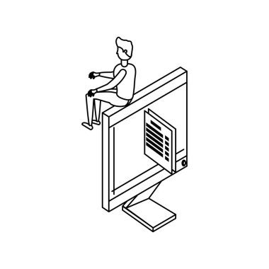 bilgisayar ve belgeler ile işadamı işçi