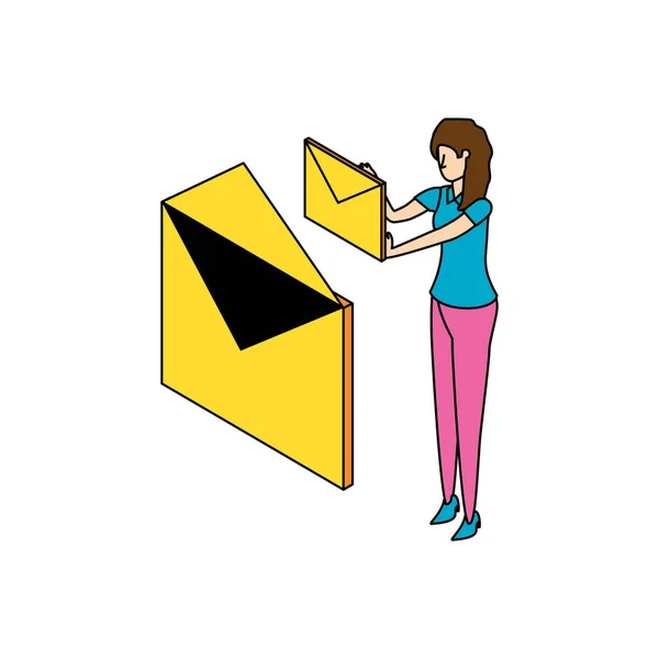 Работница бизнеса с конвертной почтой — стоковый вектор