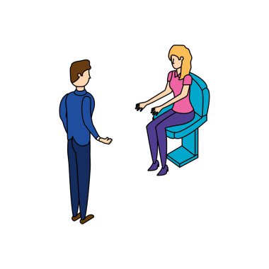 ofis sandalyelerinde oturan iş çift işçi