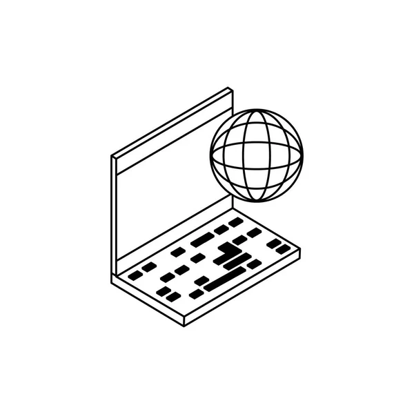 Ordinateur portable avec planète — Image vectorielle