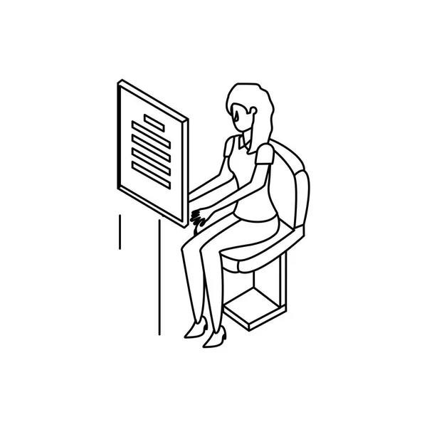 Femme d'affaires travailleur avec des fichiers de documents — Image vectorielle