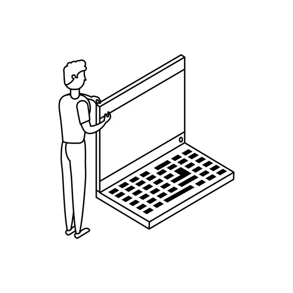 Zakenman met laptop computer — Stockvector