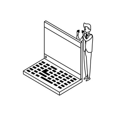 dizüstü bilgisayar ile işadamı işçi