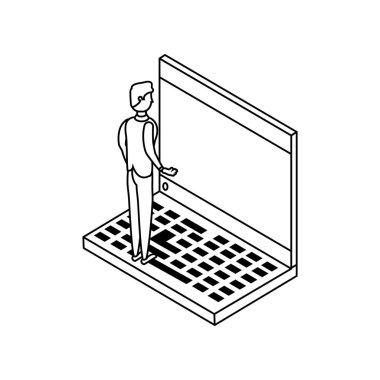dizüstü bilgisayar ile işadamı işçi