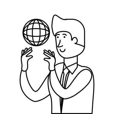 küre tarayıcı ile işadamı işçi