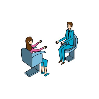 ofis sandalyelerinde oturan iş çift işçi