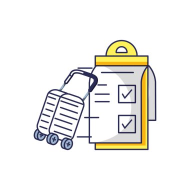 tekerlekler ve kontrol listesi Pano ile bavul