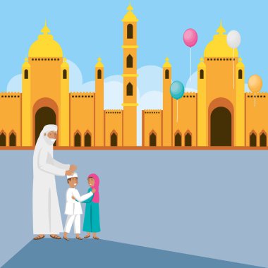 camide aile ile yaşlı İslam adam
