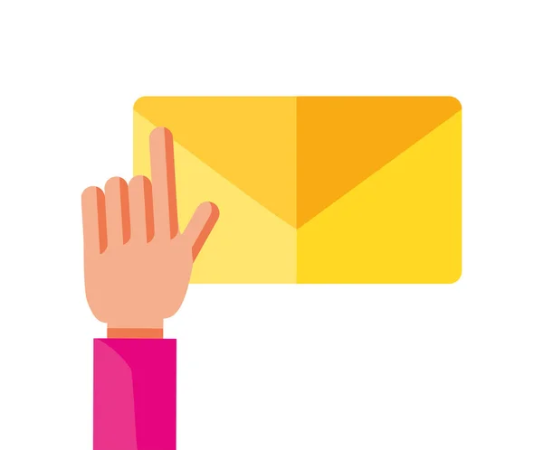 Enveloppe mail avec utilisateur main — Image vectorielle
