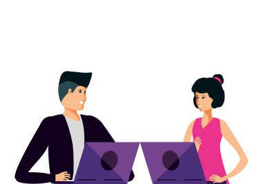 Dizüstü bilgisayar kullanan genç Çift