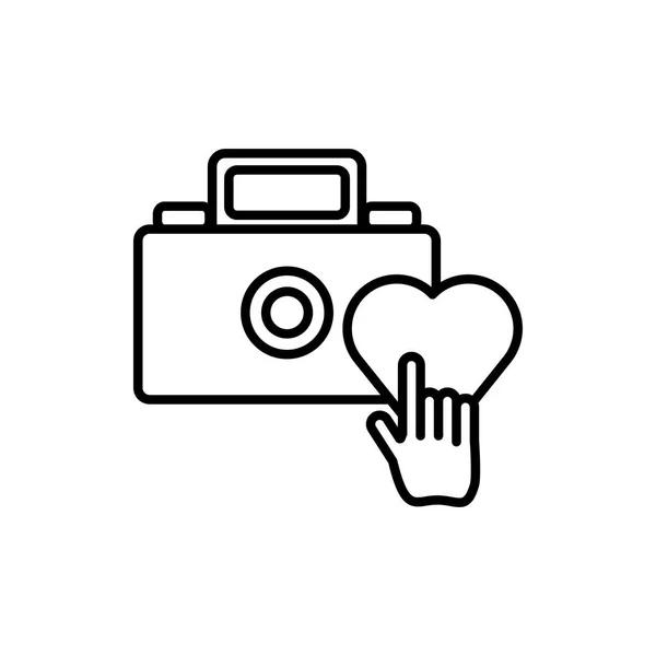 Fotocamera fotografica con cuore e mouse — Vettoriale Stock