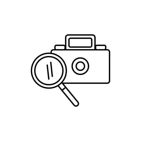 Camera photographic with magnifying glass — Stock Vector