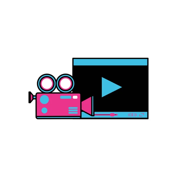 Video media player template with camera — Stock Vector