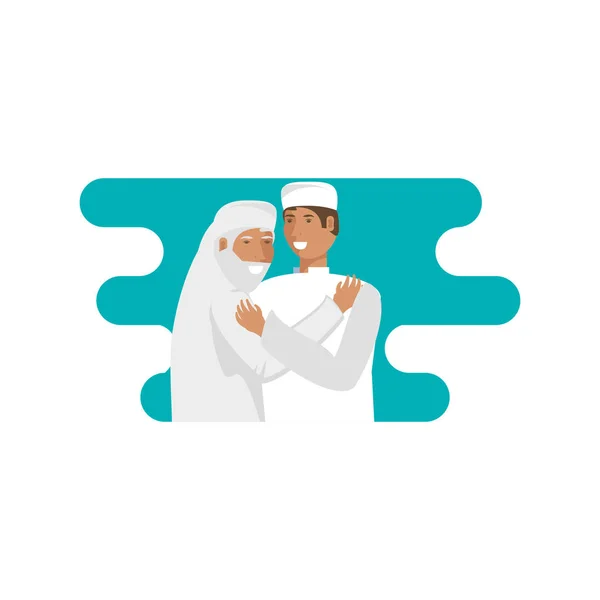 Vecchio uomo islamico con figlio — Vettoriale Stock