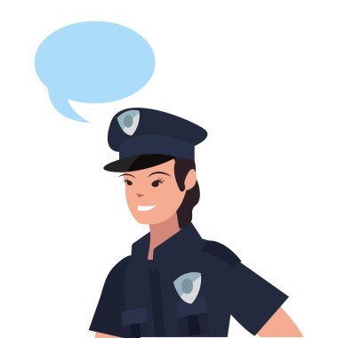 kadın polis portre konuşma balonu