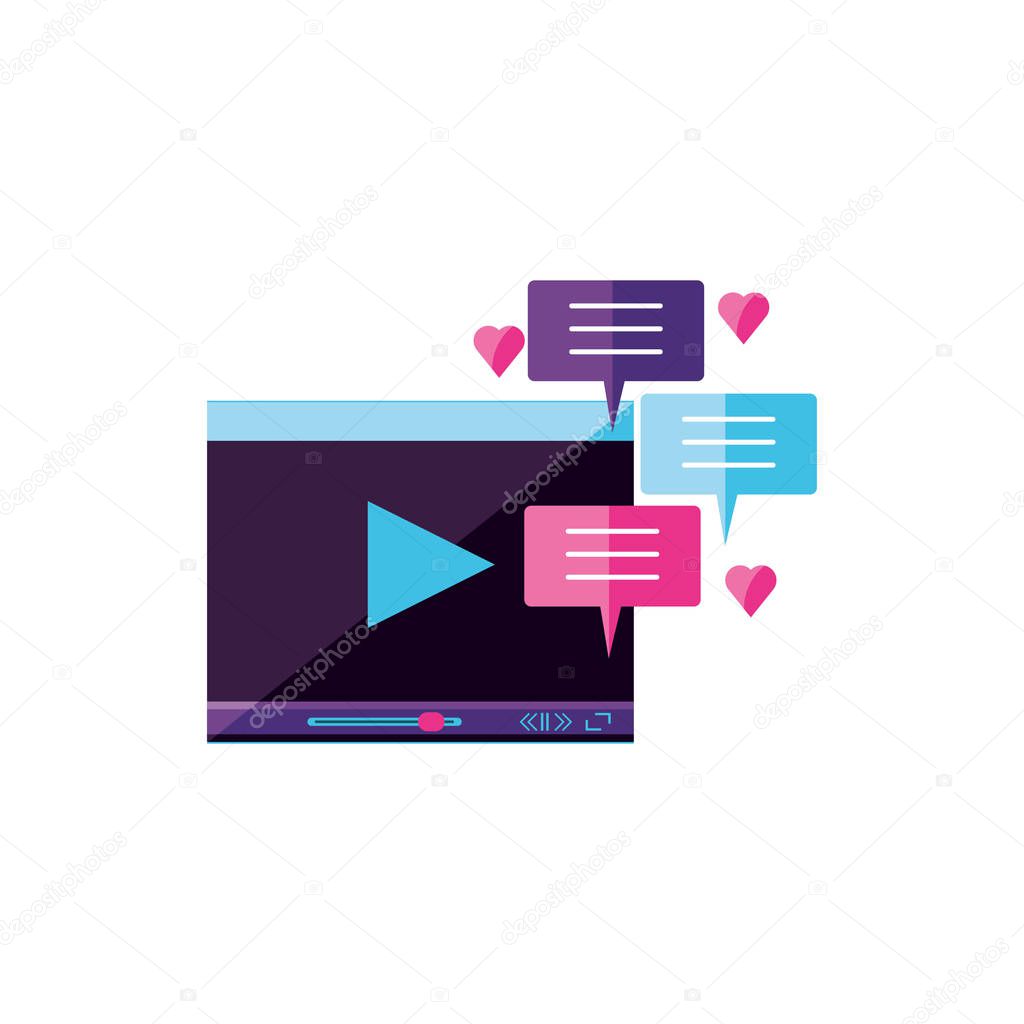 video media player template with chat bubbles