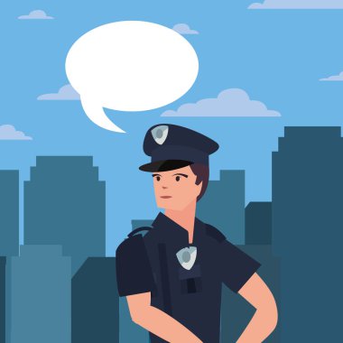 kadın polis konuşma kabarcık şehir sokak