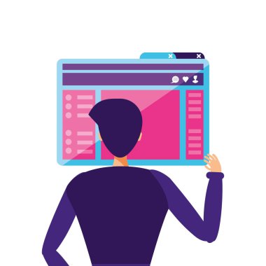 Web sayfası şablonlu genç adam