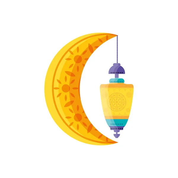 Ramadan Kareem lámpás és a Hold lógott — Stock Vector