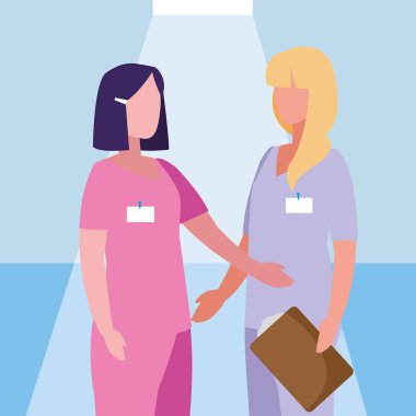 üniformalı kadın doktor grubu