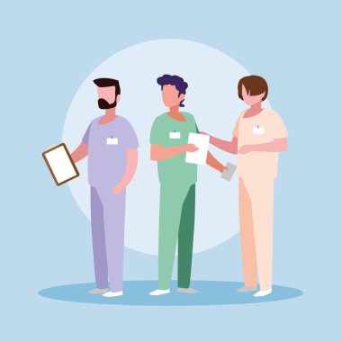 üniforma avatar karakteri ile doktor grubu