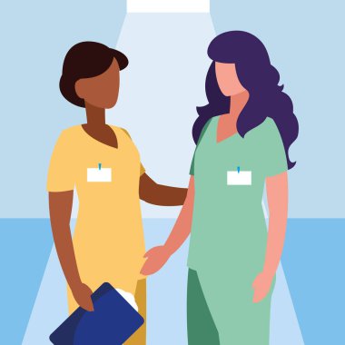 üniformalı kadın doktor grubu