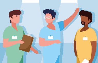 üniforma avatar karakteri ile doktor grubu