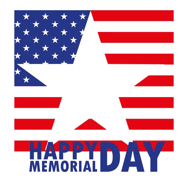 Tarjeta conmemorativa feliz día con la estrella y la bandera de EE.UU. — Archivo Imágenes Vectoriales
