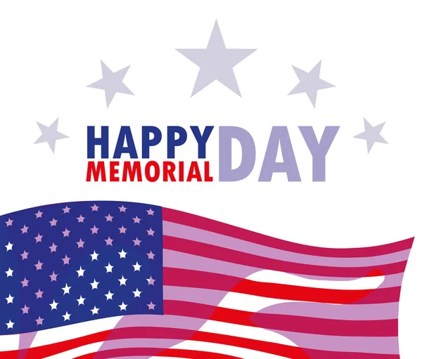 Happy memorial day card with flag usa — Stock Vector