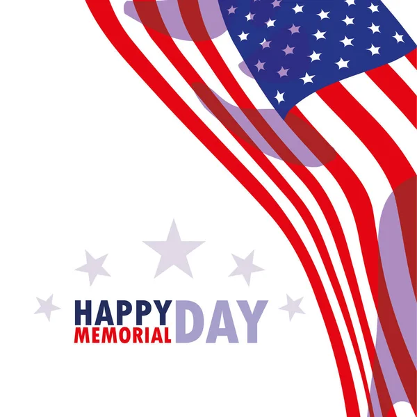 Cartão de dia memorial feliz com bandeira EUA —  Vetores de Stock