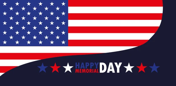 Happy memorial day card with flag usa — Stock Vector