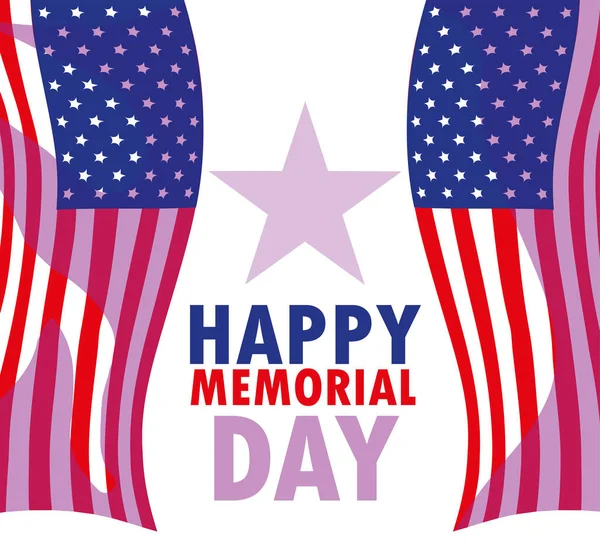 Happy memorial day card with flag usa — Stock Vector