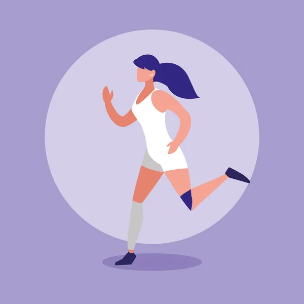 Jeune femme athlétique courir avatar personnage — Image vectorielle