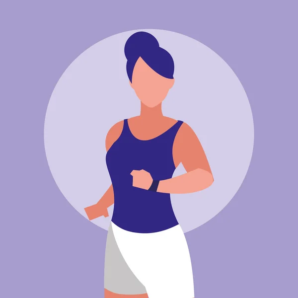 Jeune femme athlétique courir avatar personnage — Image vectorielle