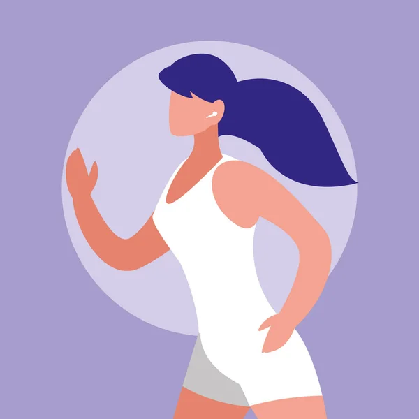 Jeune femme athlétique courir avatar personnage — Image vectorielle