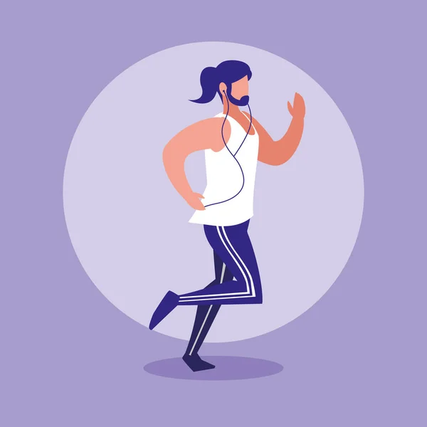 Jeune homme athlétique courir avatar personnage — Image vectorielle