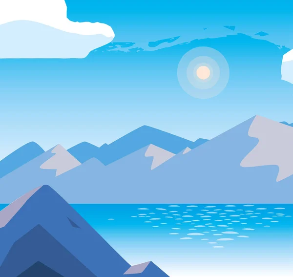 Paysage avec icône de scène de lac — Image vectorielle