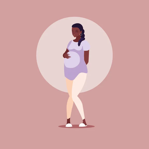 Enceinte afro femme avatar personnage — Image vectorielle
