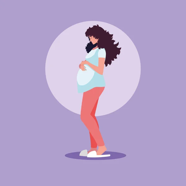 Gravid ung kvinna avatar karaktär — Stock vektor