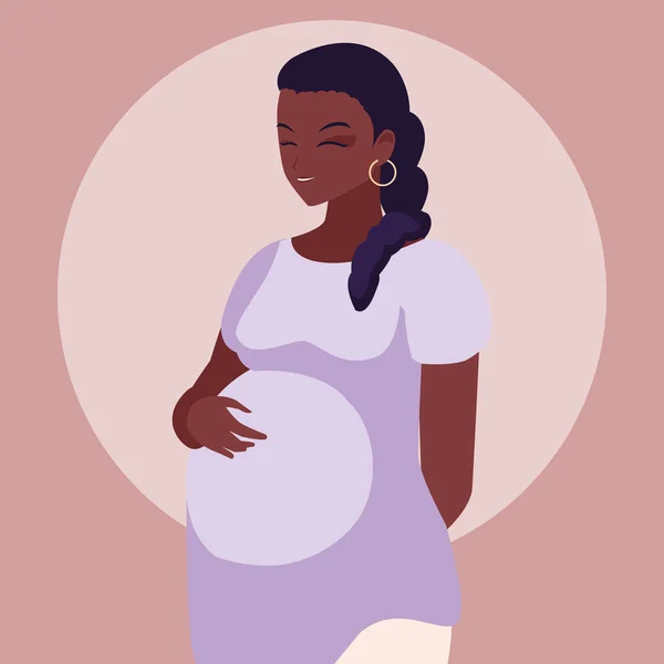 Pregnant afro woman avatar character — Stock Vector