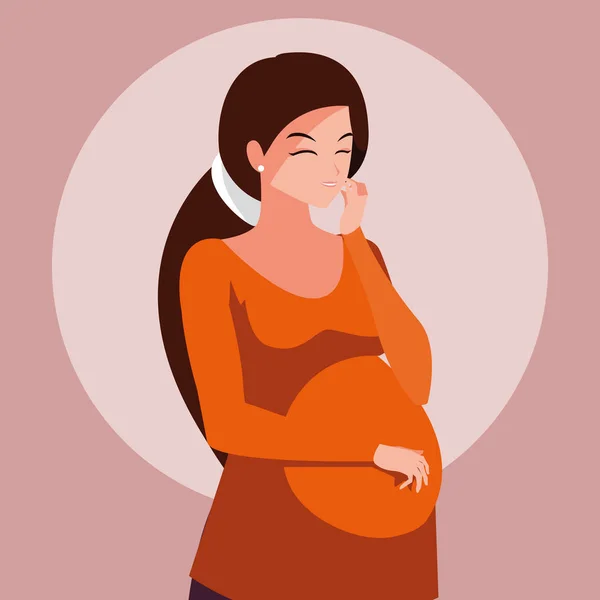 Pregnant young woman avatar character — Stock Vector