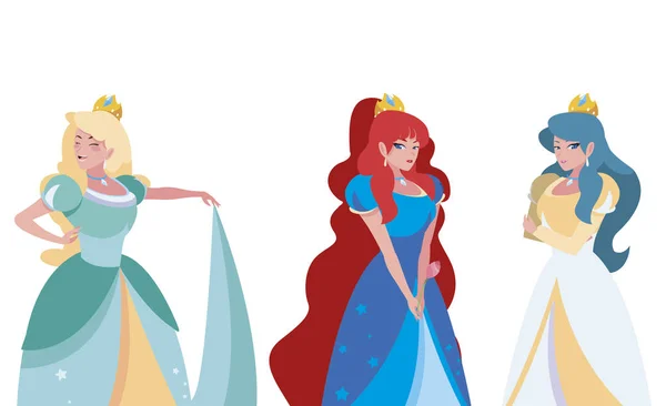 Mooie prinsessen van Tales karakters — Stockvector