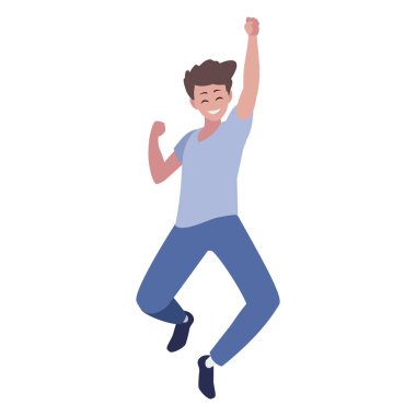 mutlu genç adam kutlamak karakter