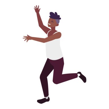 afro genç adam karakter kutluyor